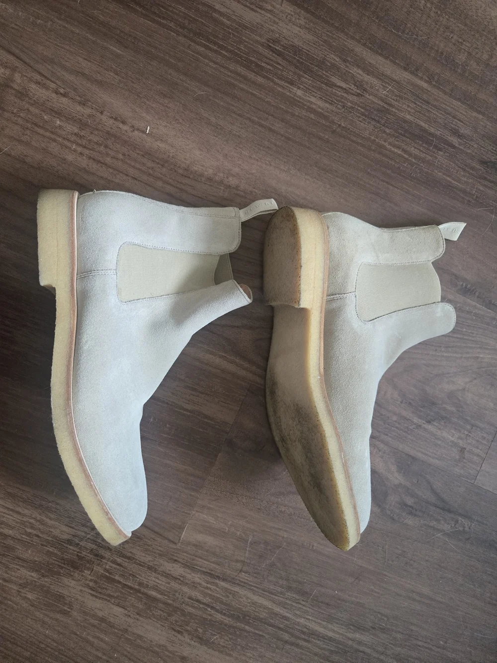Light Cream Suede Chelsea Boots for Men